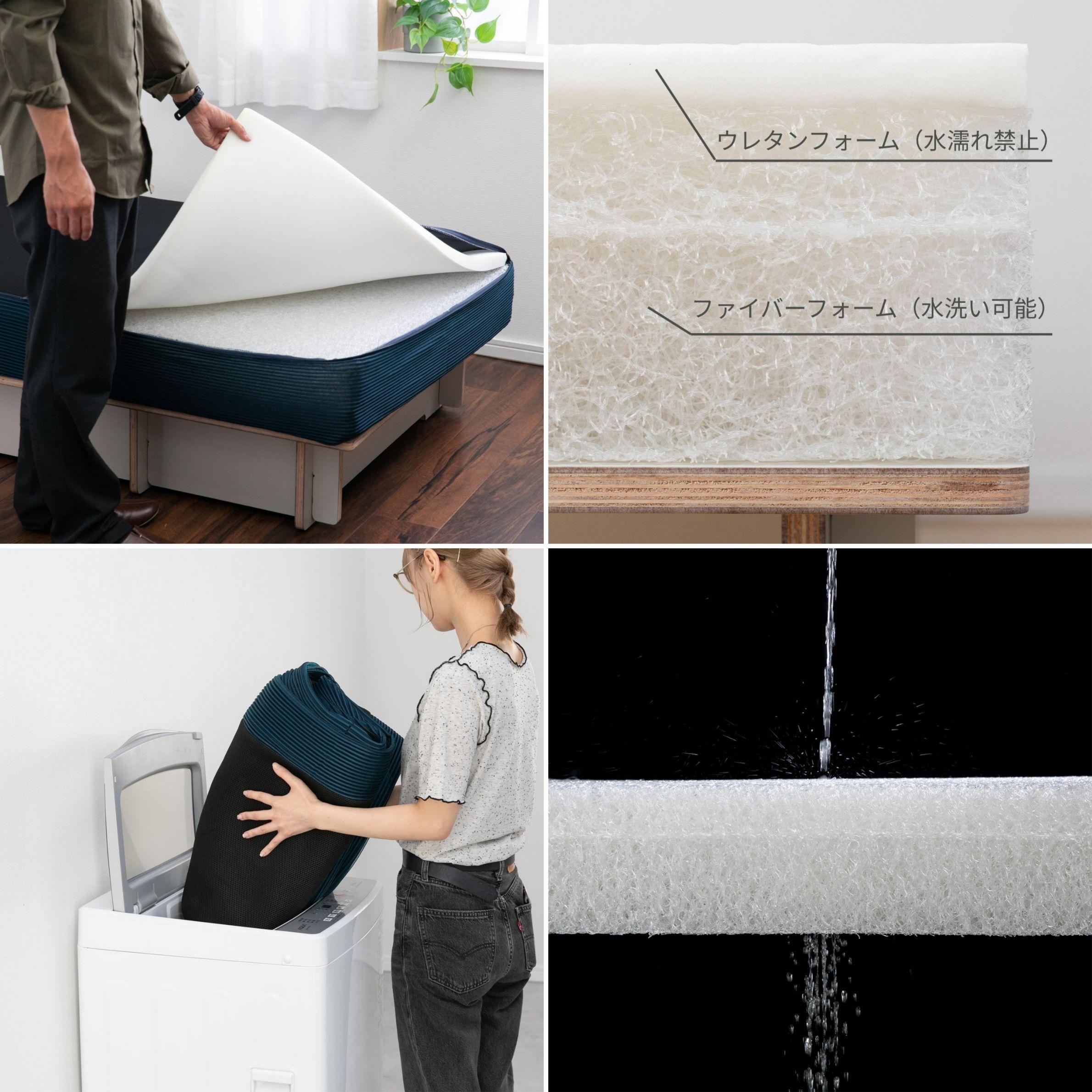 洗えるマットレス　CIRCLE マットレスの洗える様子