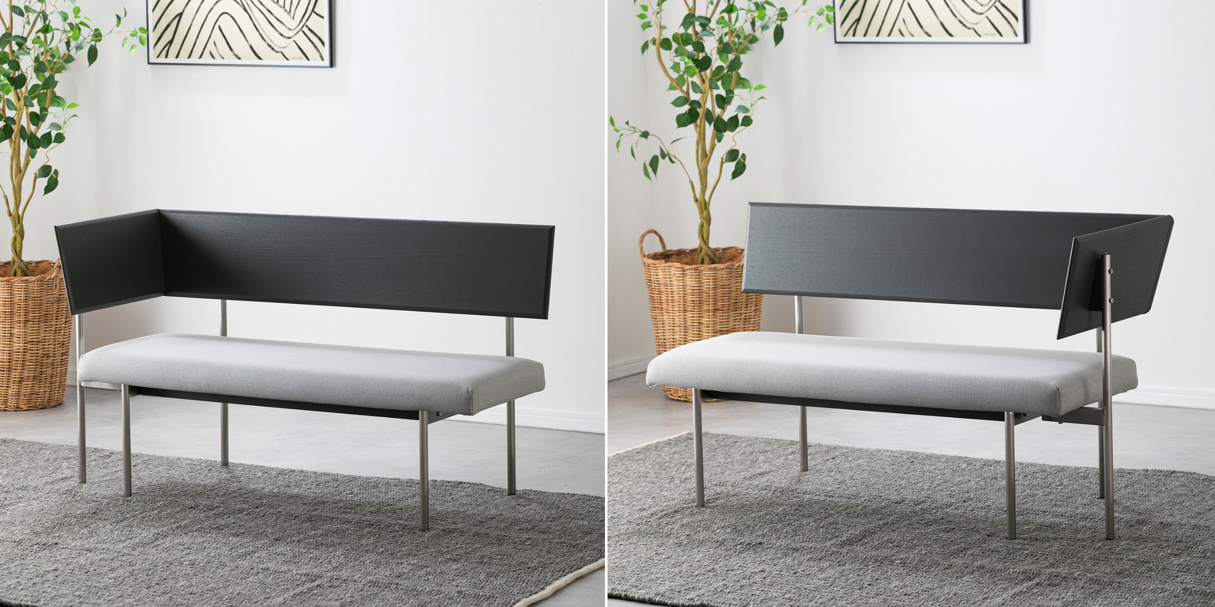 NOWHERE LIKE HOME キスト ダイニングソファは背面の格子デザインが美しく空間の間仕切りにも最適なベンチソファ