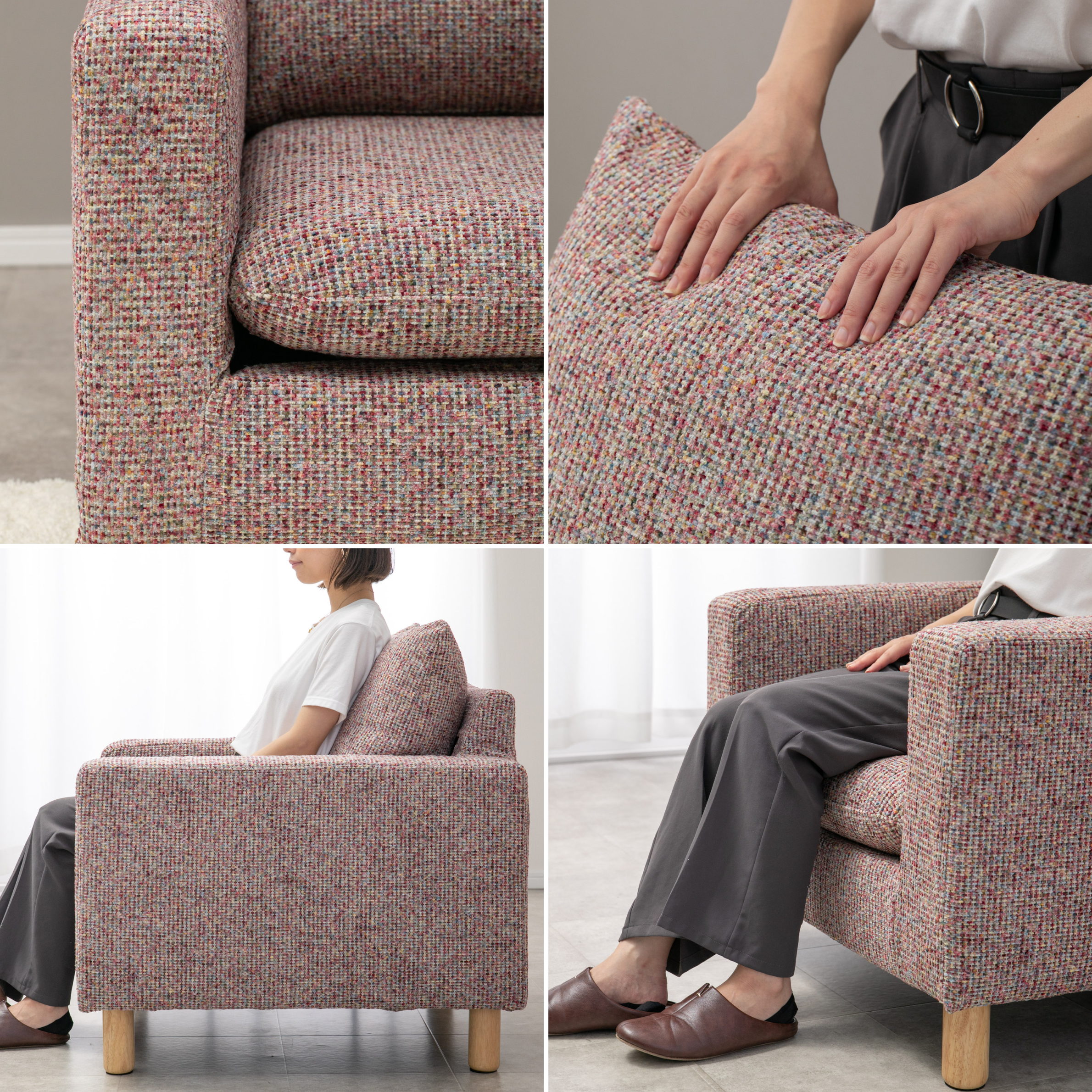 長時間座っていても腰に負担がかかりにくくしっかりと安定した座り心地のCLAS｜スート ソファ 1人掛け