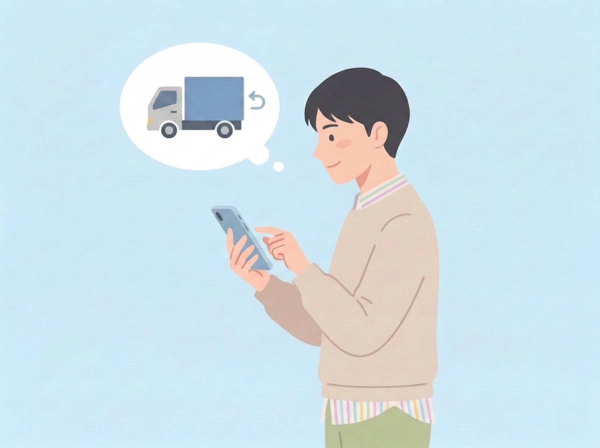 不要になった冷蔵庫を返却する男性