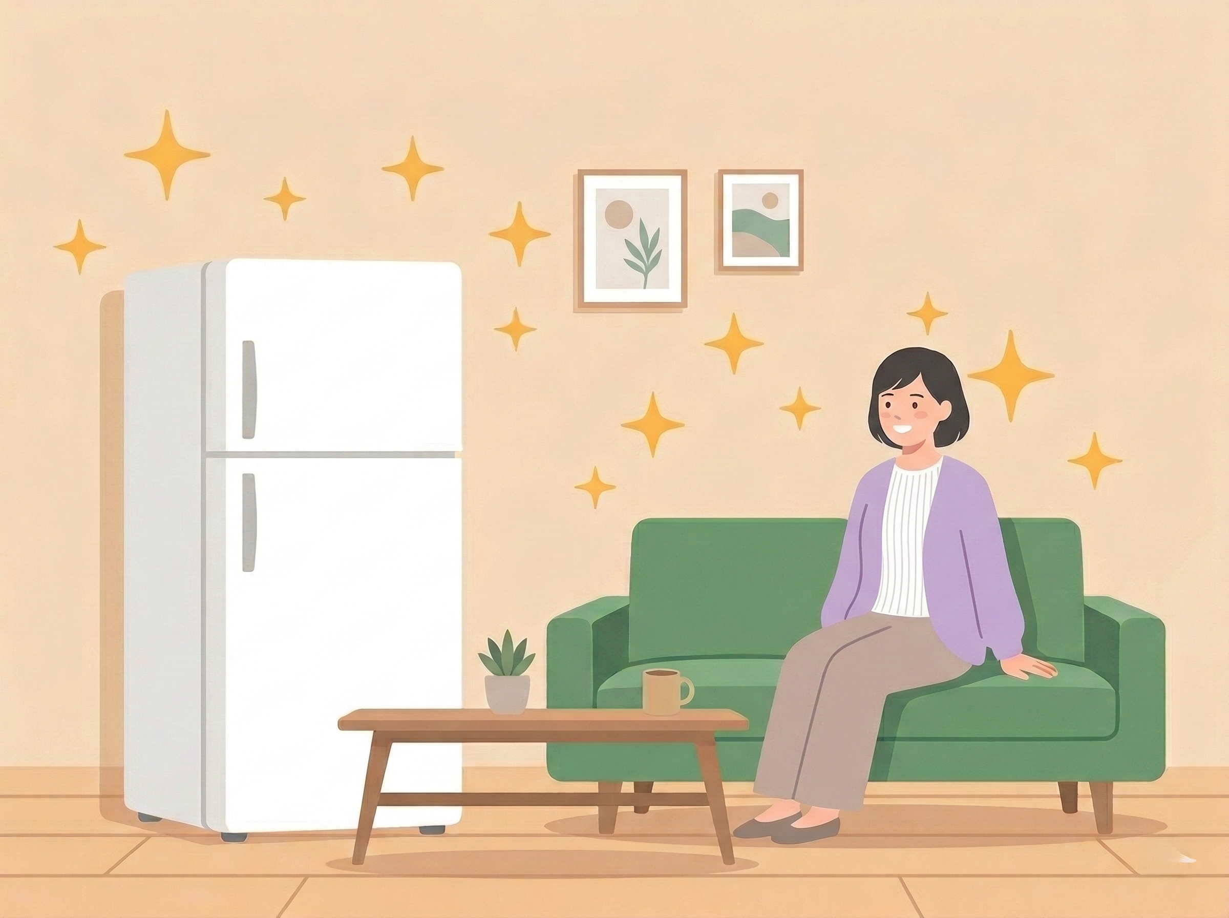家具と家電がそろって快適な一人暮らしを始める女性
