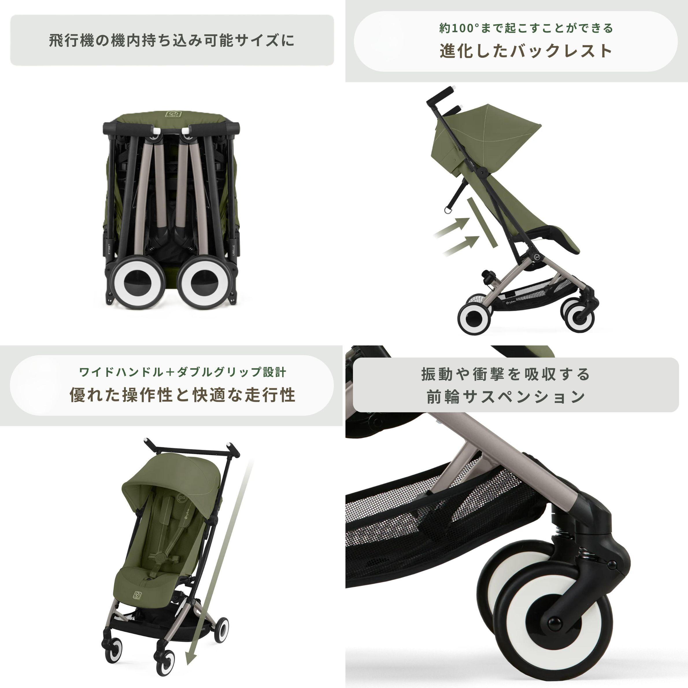 サイベックス ベビーカー Cybex リベル B型ベビーカーの折りたたみ、バックレスト、走行性、前輪サスペンション