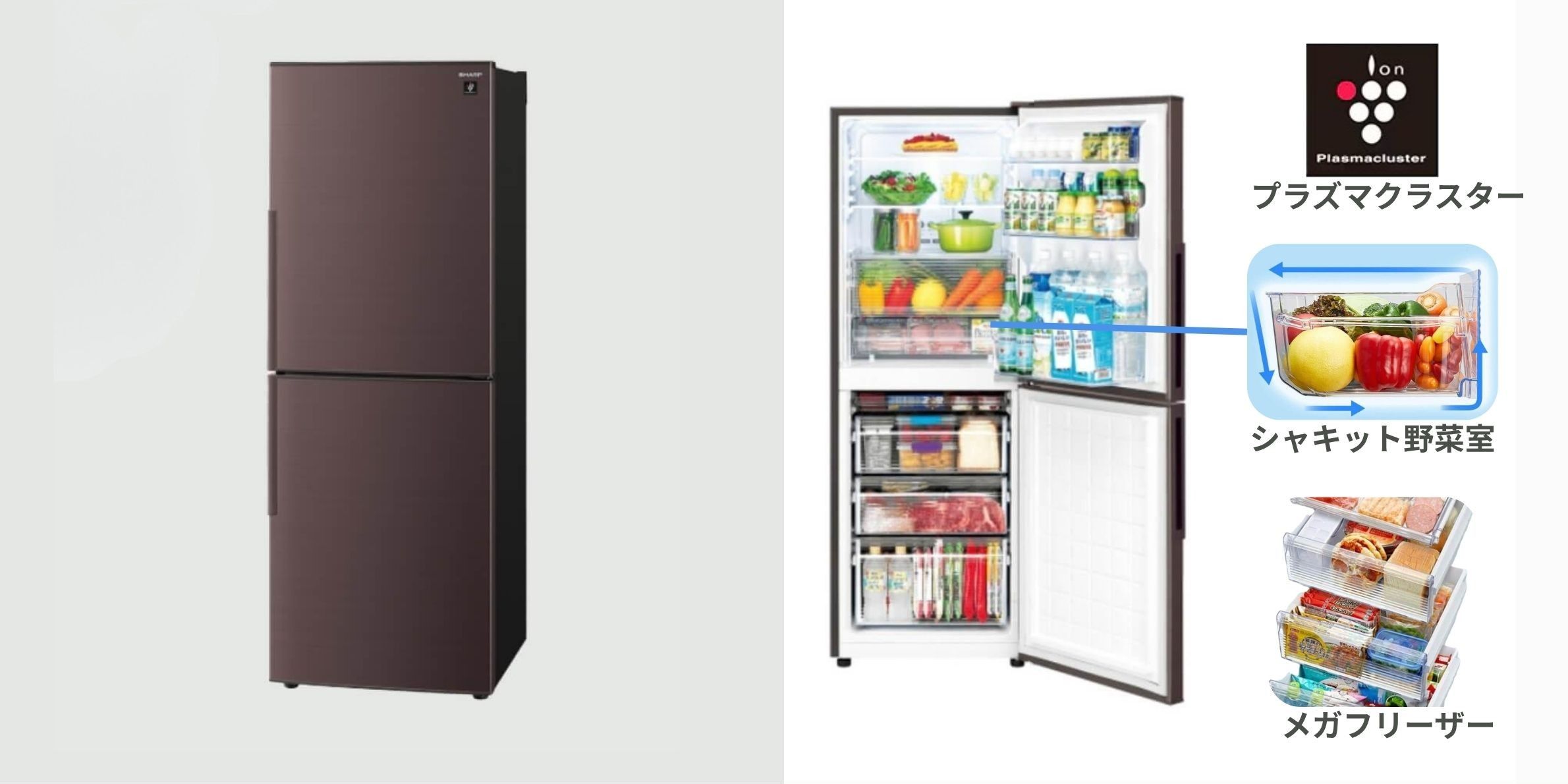 シャープ 冷蔵庫 SHARP 280L 2ドア冷凍・冷蔵庫　SJ-PD28P