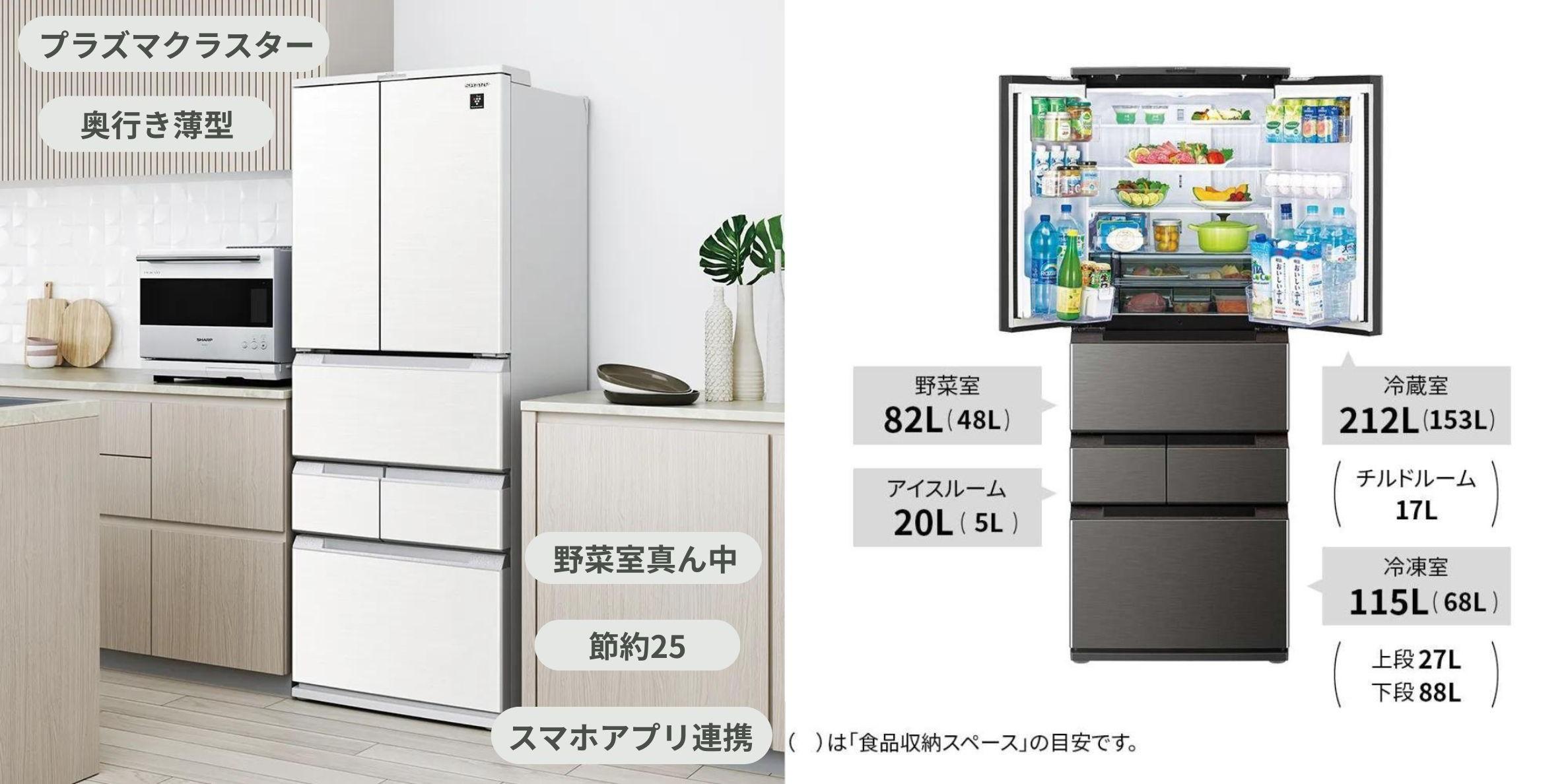 シャープ 冷蔵庫 SHARP 429L 6ドア冷凍・冷蔵庫　SJ-MF43K