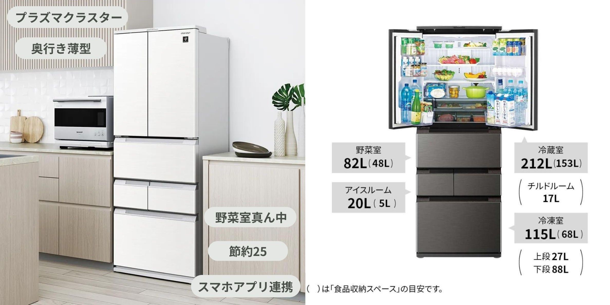 シャープ 冷蔵庫 SHARP 429L 6ドア冷凍・冷蔵庫　SJ-MF43K