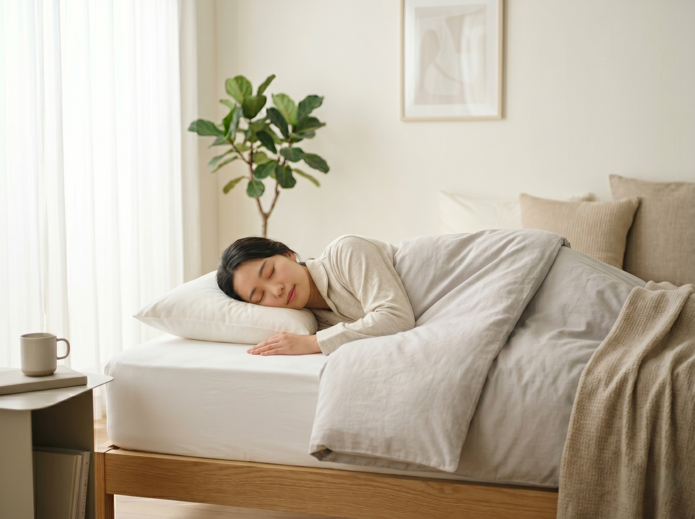 ショールームの短時間ではわからない　「本当の相性」が試せる家具のレンタル・サブスクCLASでマットレスを試す女性