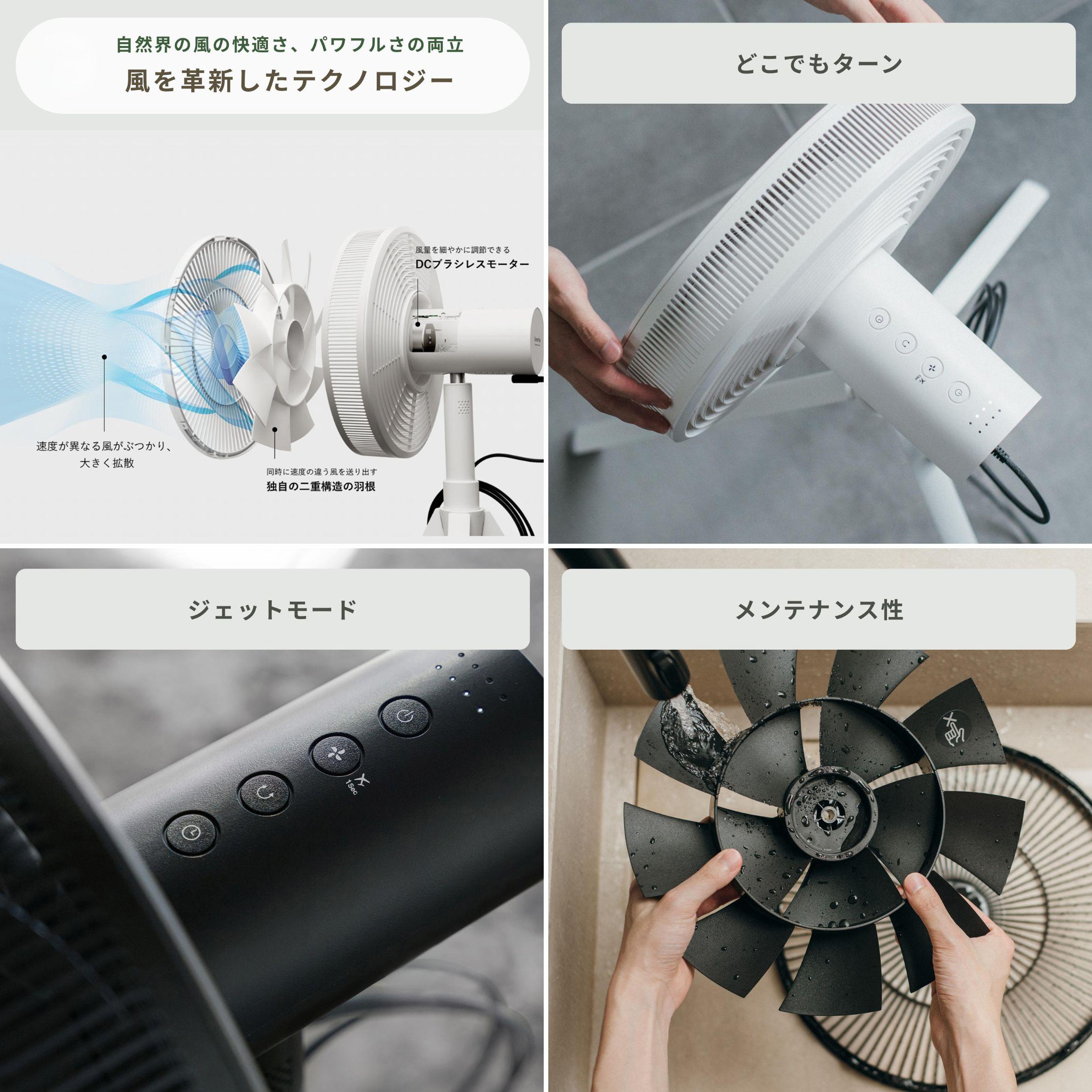 バルミューダ 扇風機　BALMUDA GreenFan Studio 　（AGR01JP）の風量テクノロジーと首振り機能、お手入れ方法