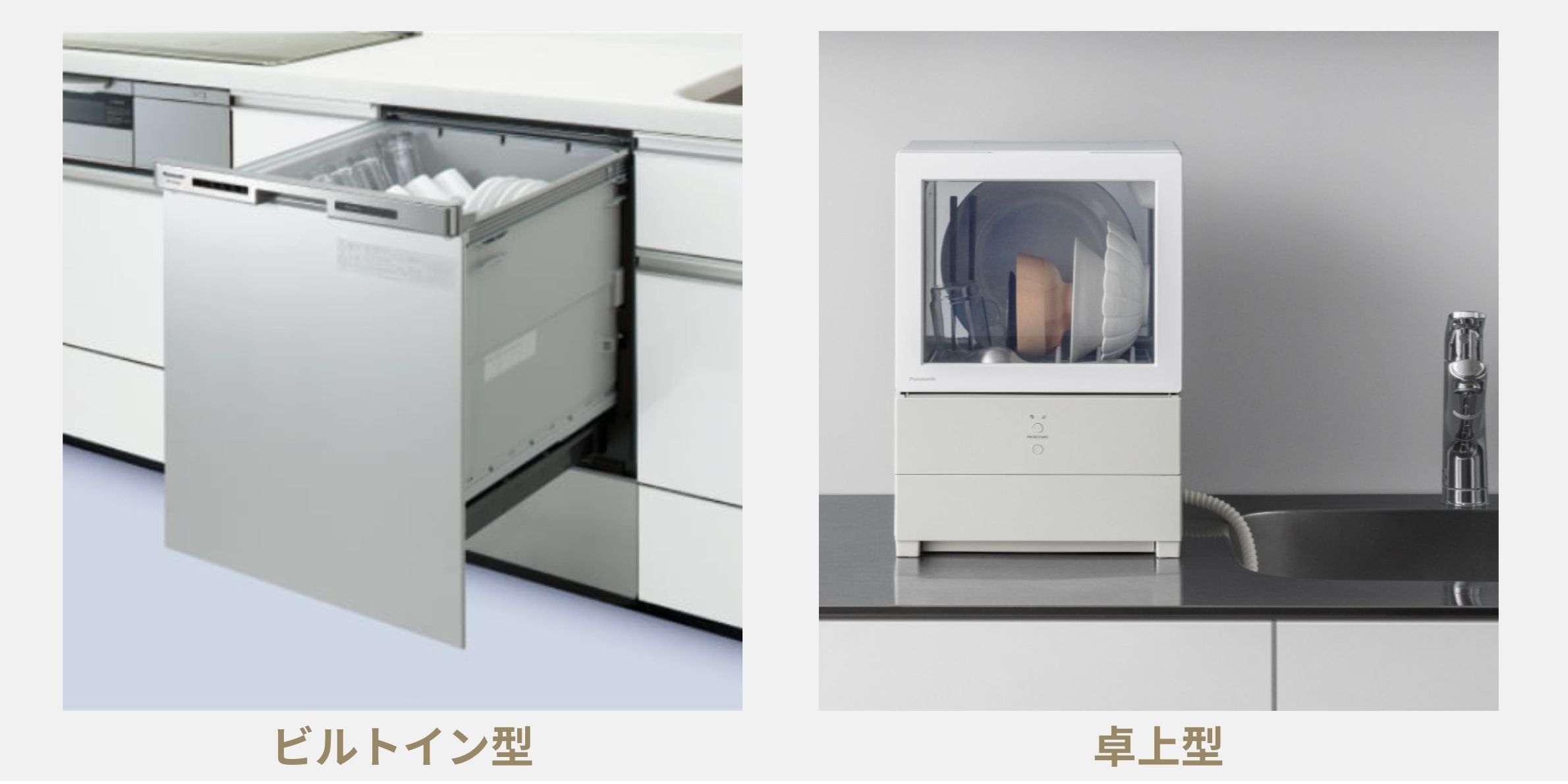 パナソニック食洗器　ビルトインタイプと卓上タイプ