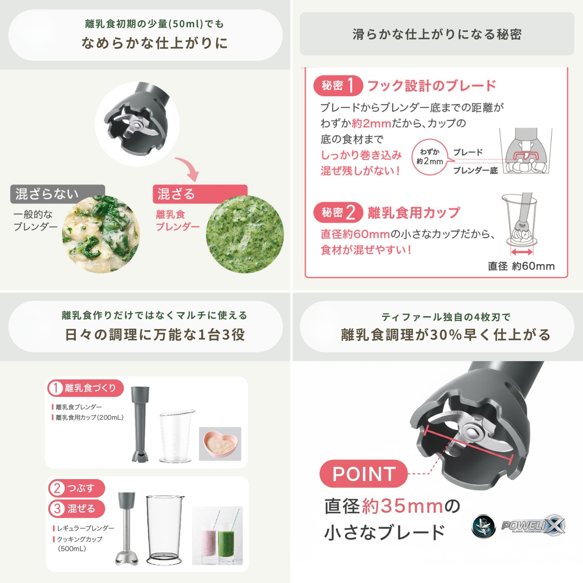 ティファール ハンドブレンダー ベビーのおすすめ機能図説