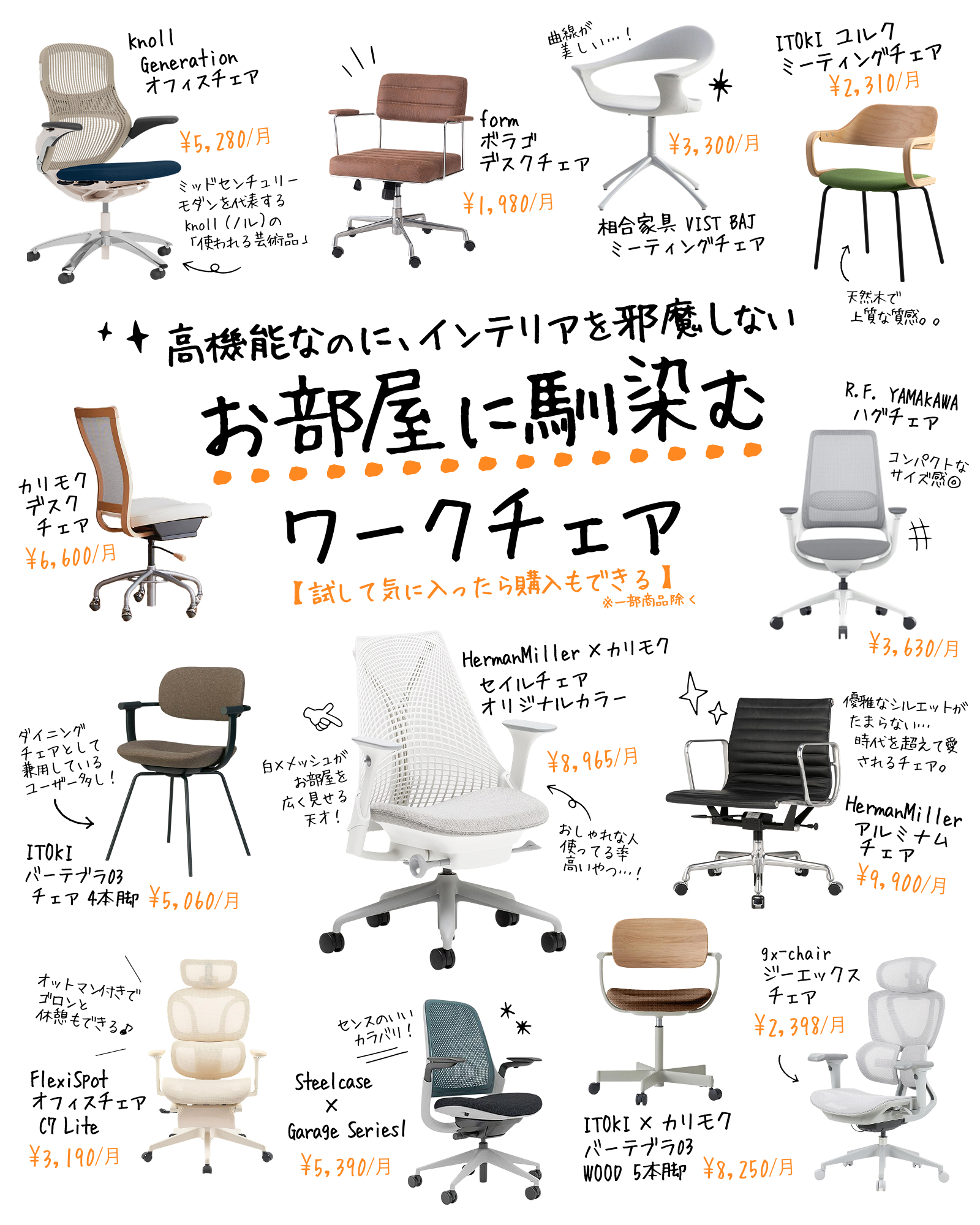 お部屋に馴染むワークチェア