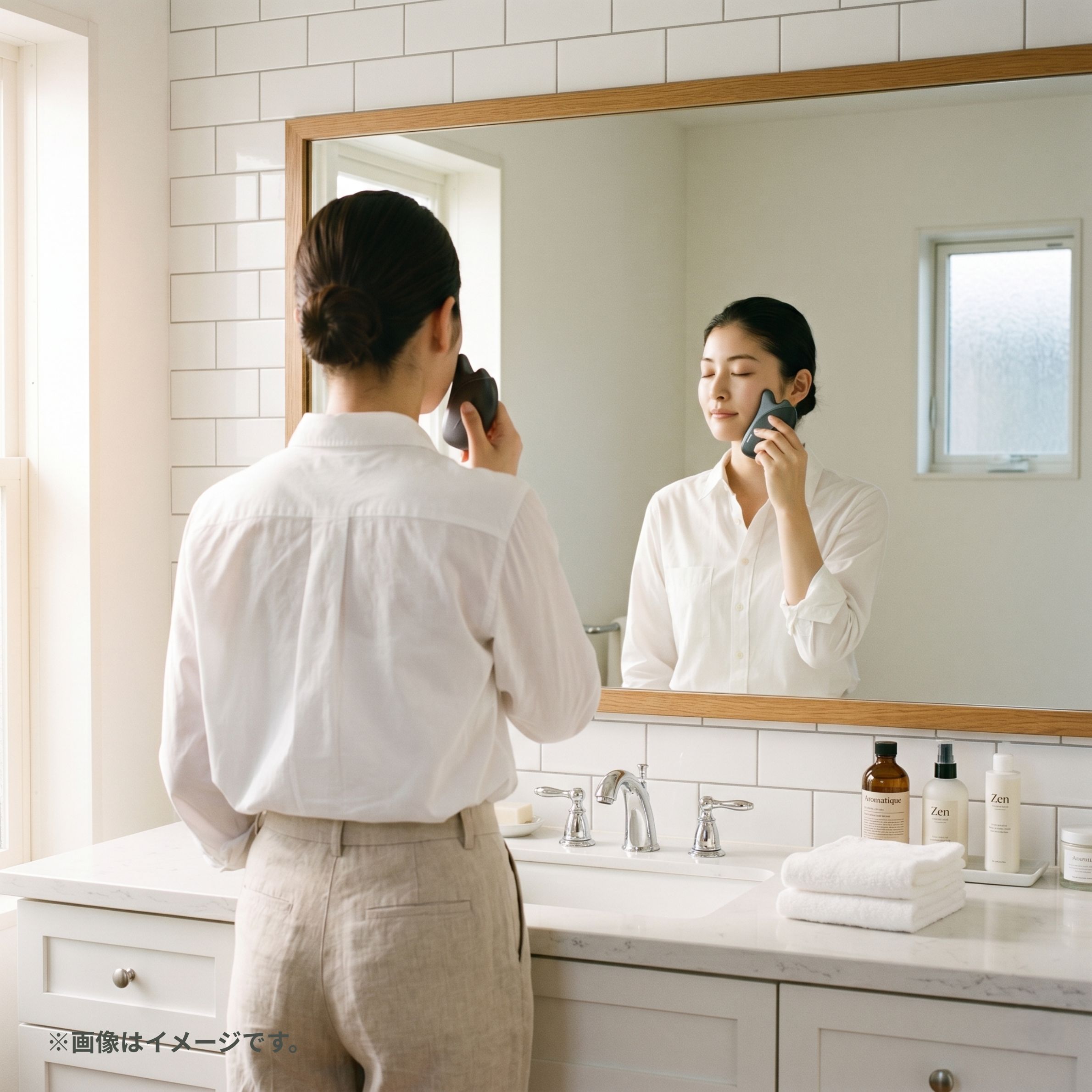 正しいカッサケアで理想のフェイスになった女性
