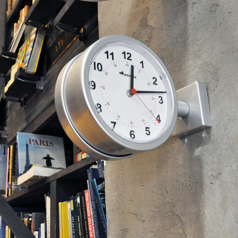かっこいい壁掛け時計 デザイナーズ　DULTON ダルトン DOUBLE FACE WALL CLOCK　シルバー