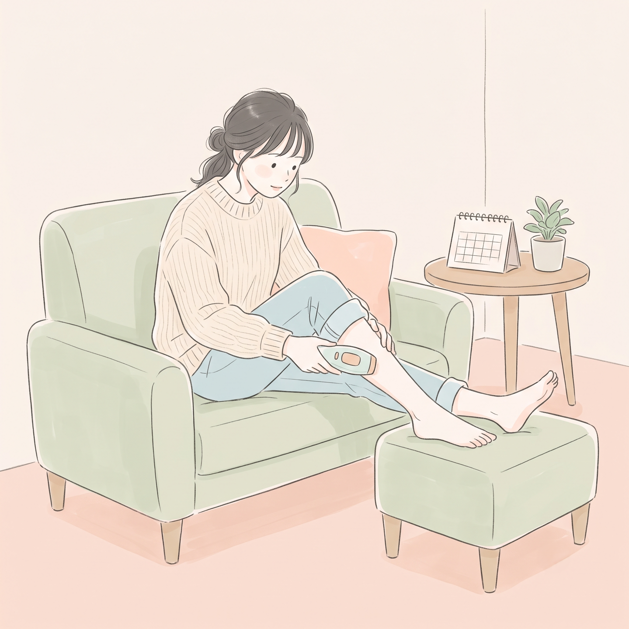 家庭用脱毛器 3日に一回セルフ脱毛器を使用する女性