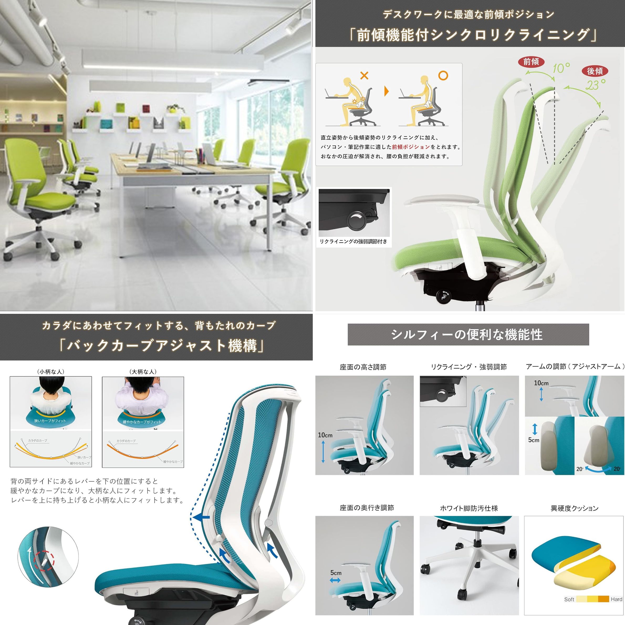 オカムラ椅子 オカムラ シルフィーの調整機能