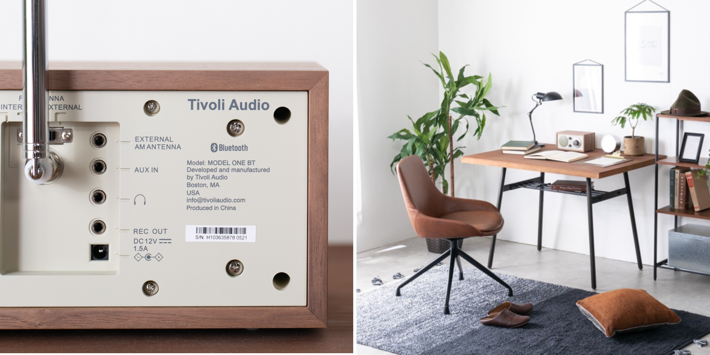 bluetooth スピーカーのおすすめ　レトロでかわいいTivoli（チボリ）　Audio Model One BTの接続部分と、インテリアに馴染んだ部屋