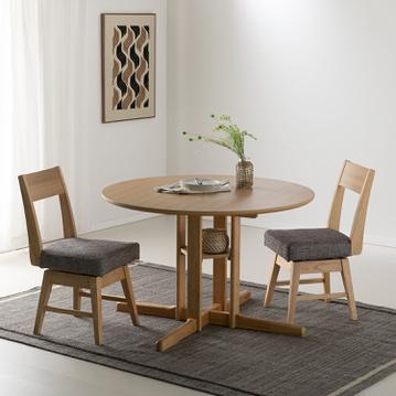 収納スペース付き ラウンドダイニングテーブル