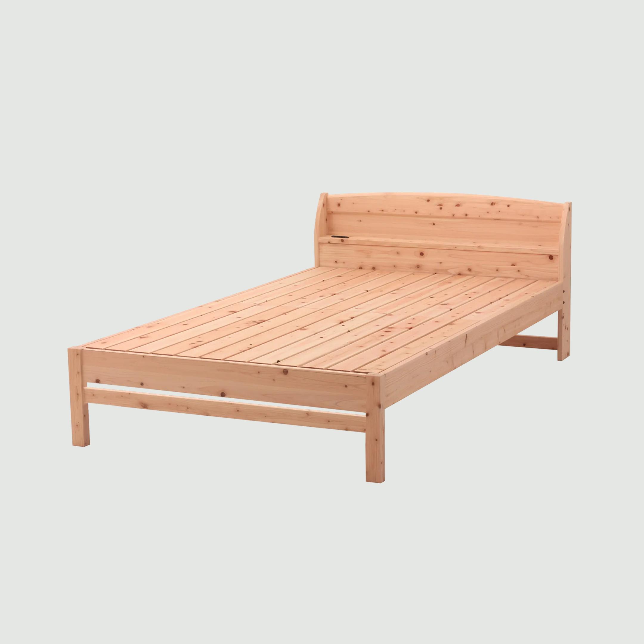 ZINUS 木製 ベッドフレーム セミダブル WoodPlatform ブラウン ZINUS Tuscan スチール＆ウッド ヘッドボード付ベッドフレーム