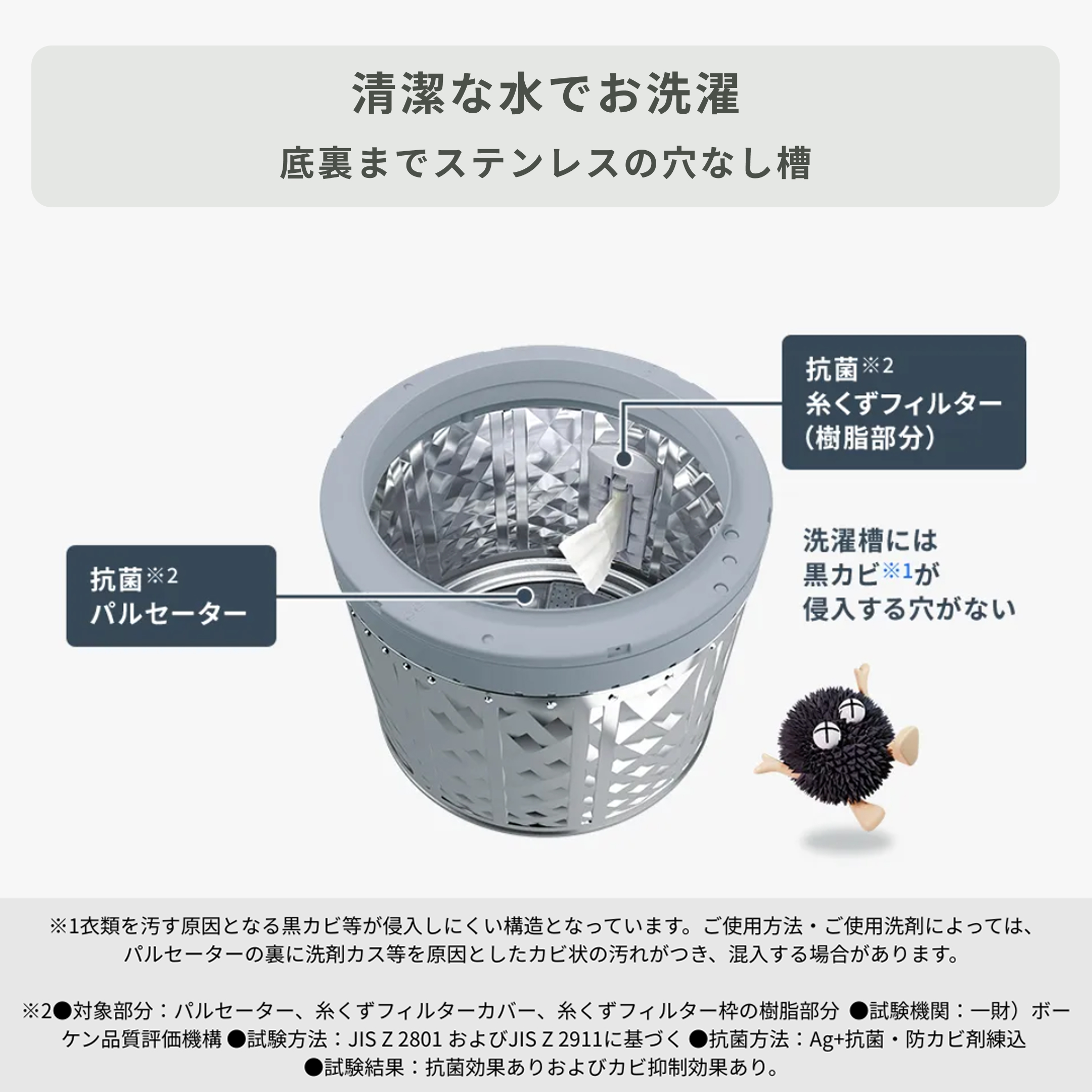 黒カビを防いでいつでも清潔 SHARP（シャープ）穴なし槽 全自動洗濯機 【洗濯6kg】