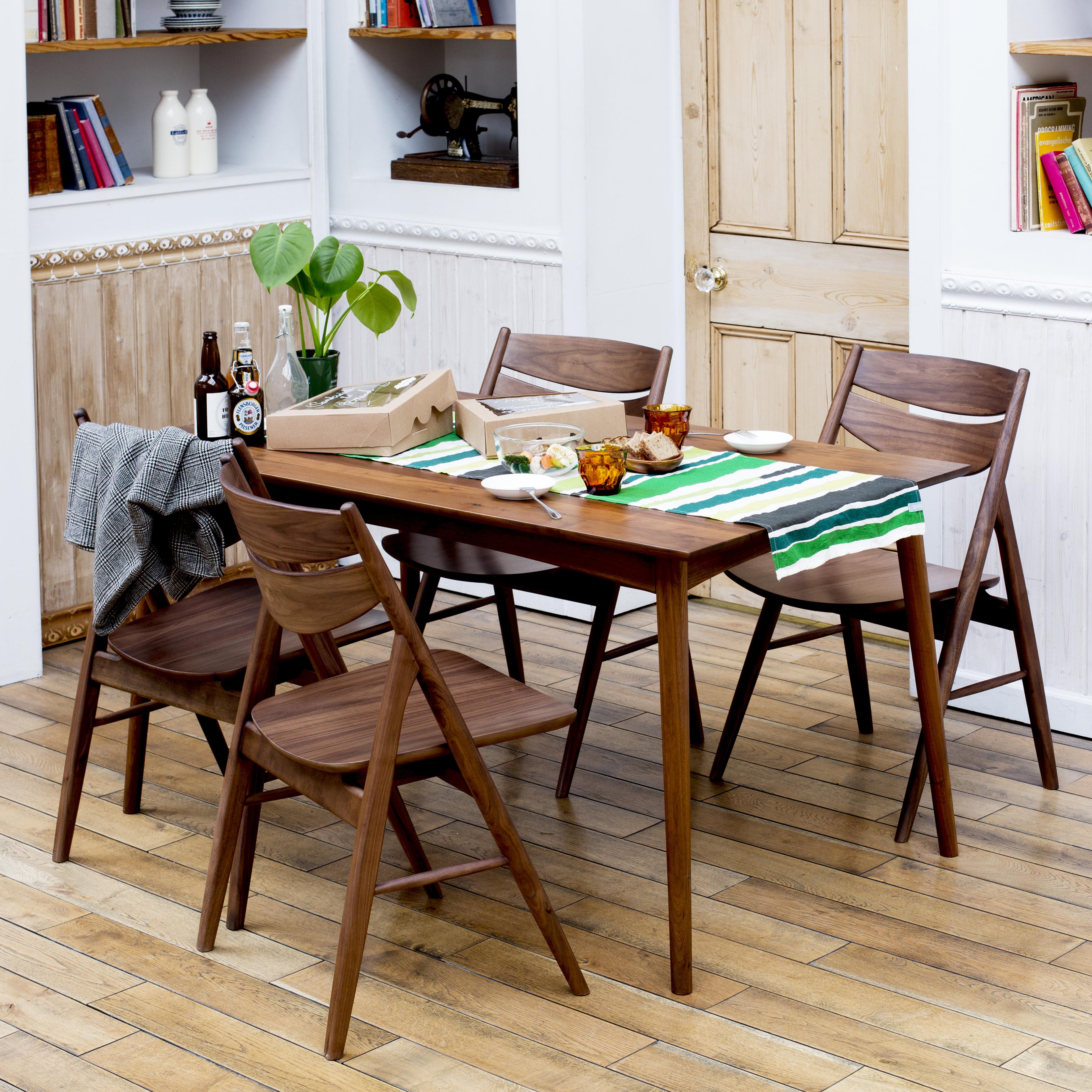 北欧風ウォールナット無垢材ダイニングテーブル テーブルのみ