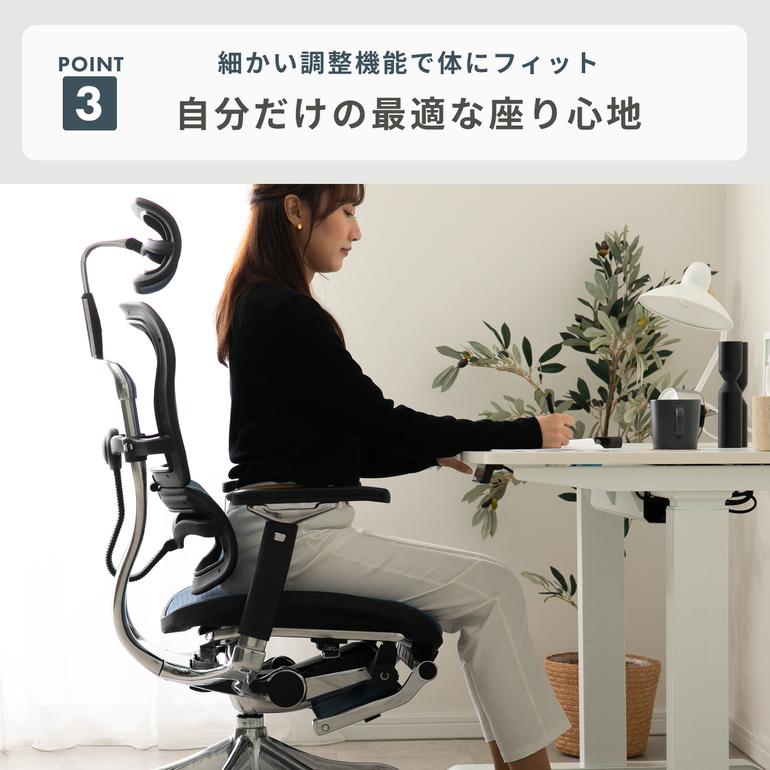 Ergohuman PRO オットマン内蔵 ワークチェア エラストメリックメッシュ 