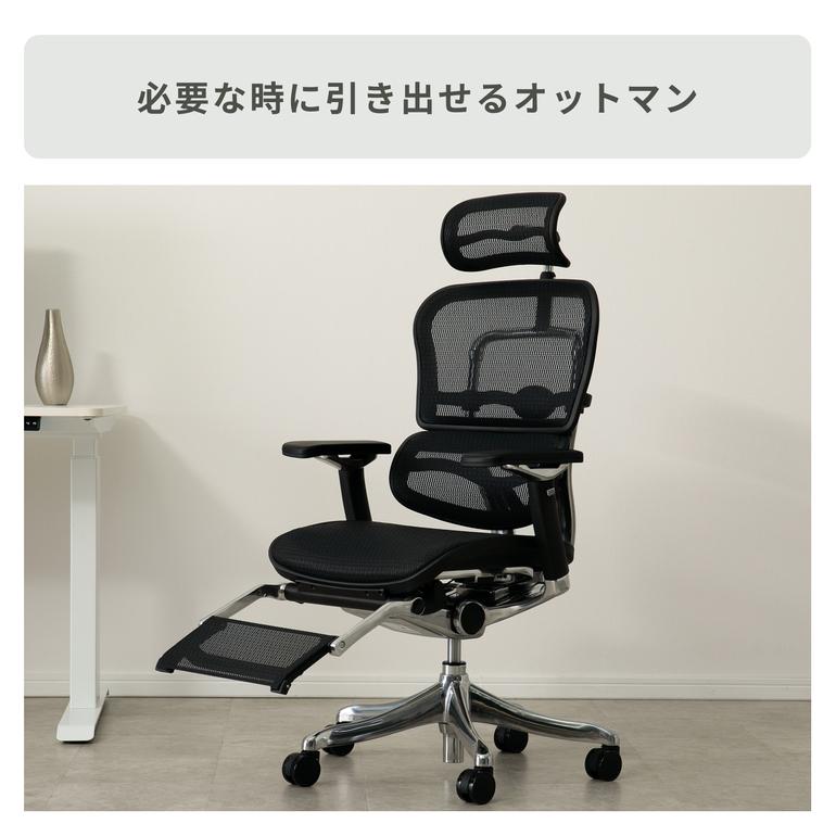 Ergohuman PRO オットマン内蔵 ワークチェア エラストメリックメッシュ 