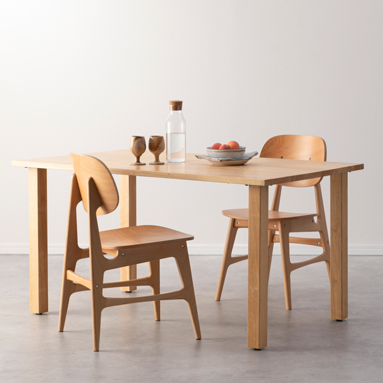 CIRCLE 無垢材天板 ダイニングテーブル 木脚 W135×D80×H70cm