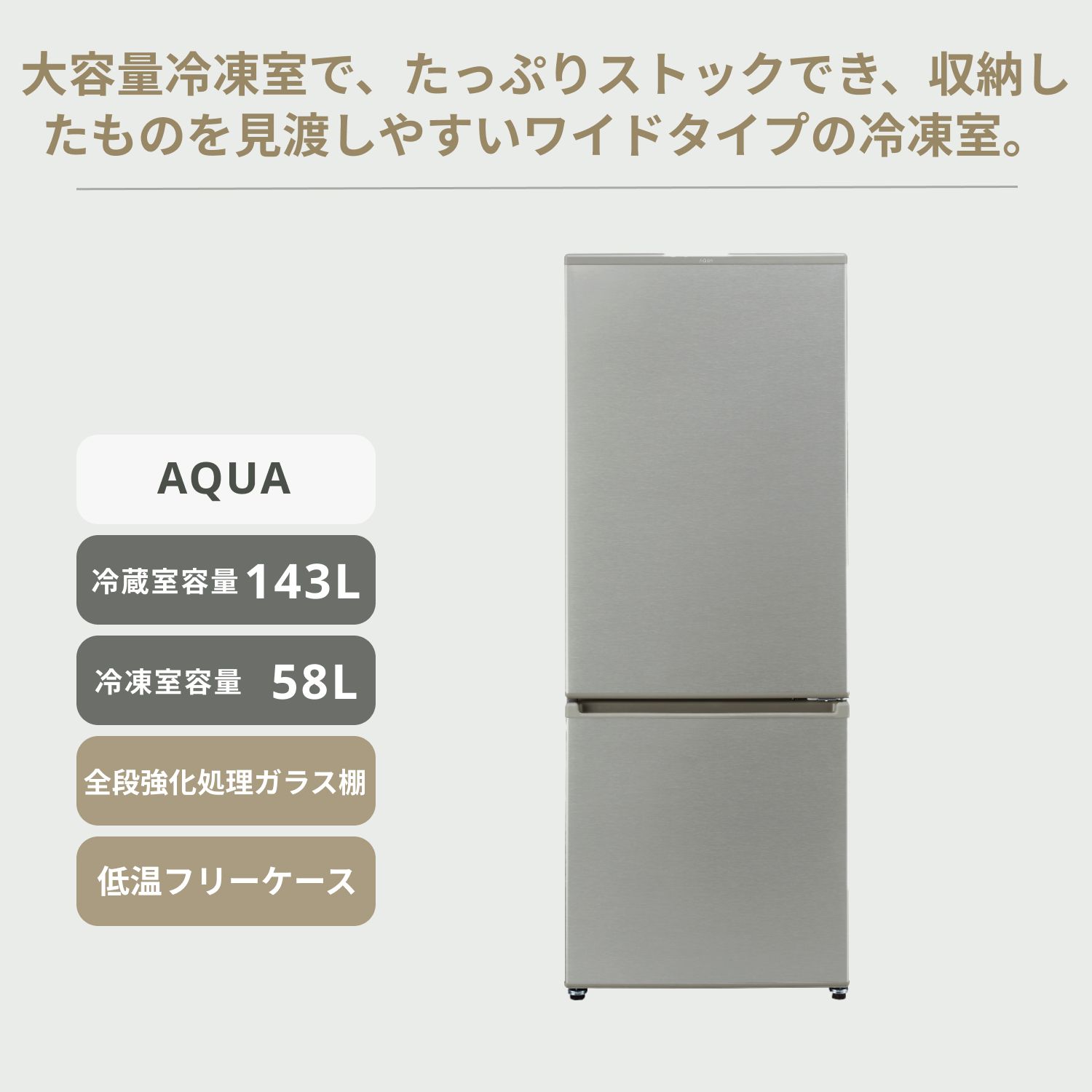 AQUA 201L 2ドア 冷凍・冷蔵庫 AQR-20N / AQR-20M