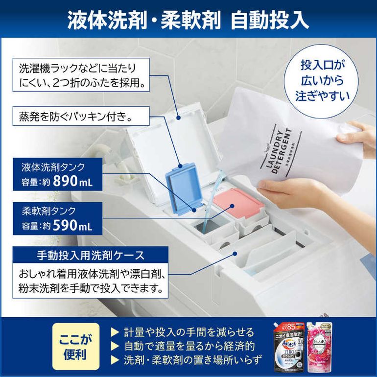 TOSHIBAドラム式洗濯乾燥機 ZABOON タッチパネルタイプ【洗濯12kg/乾燥