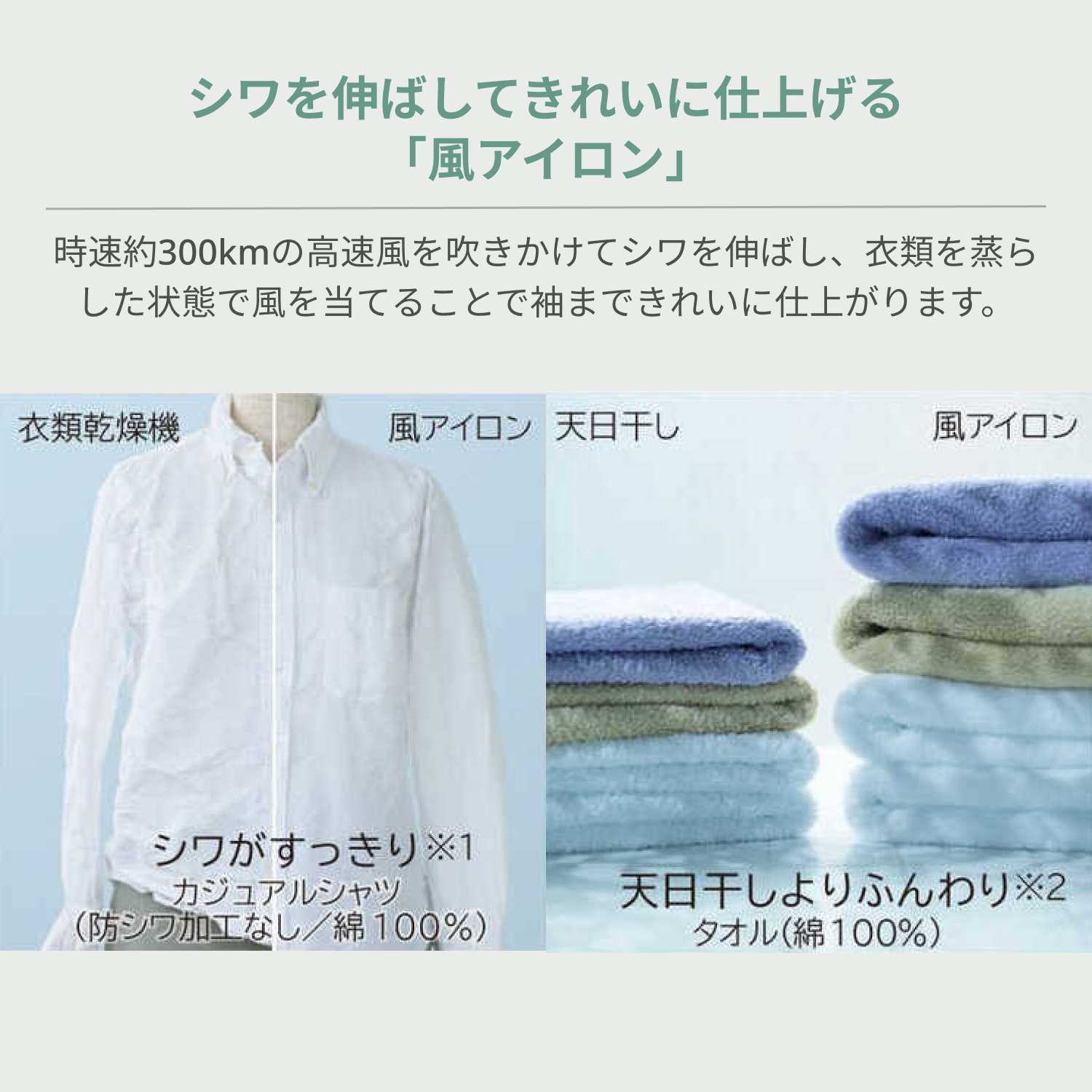 日立ドラム式洗濯機の便利機能　らくはや風アイロン