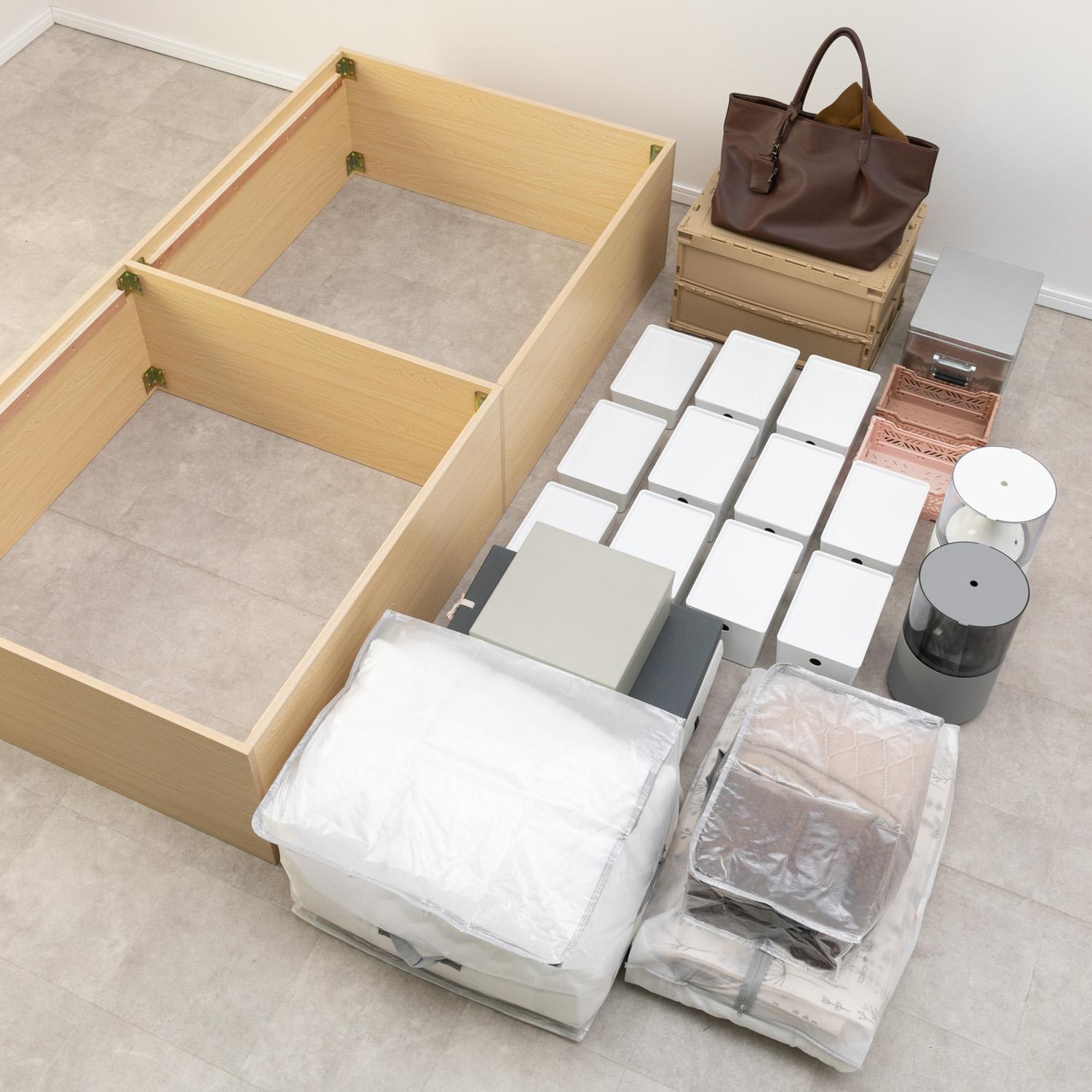 シングルベッド 大容量収納付き ヘッドボード ヘッドレス 大容量収納ベッドフレーム シングルのレンタル・サブスク