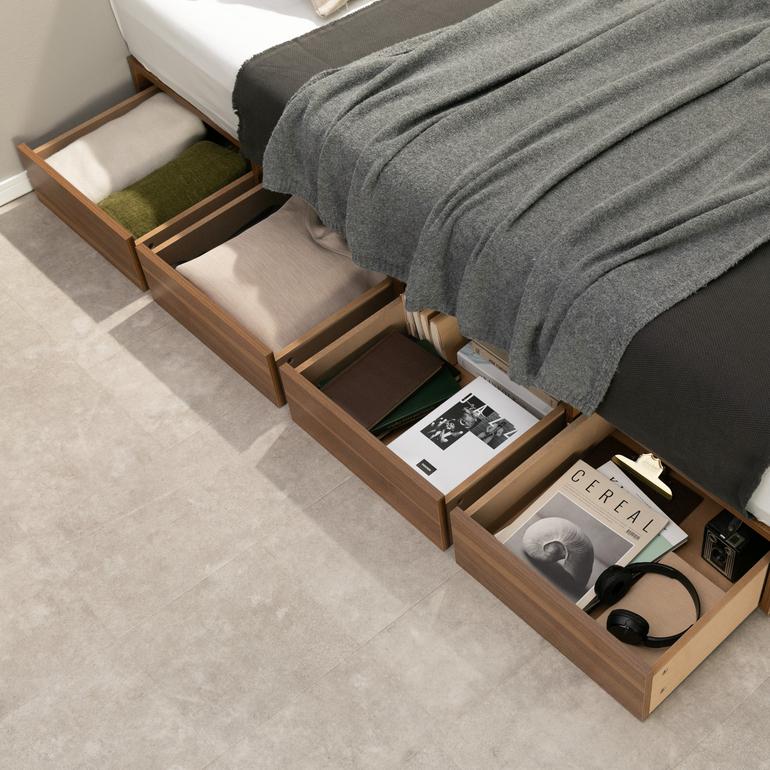 フラット 収納ベッドフレームの大容量の4つの引き出し収納