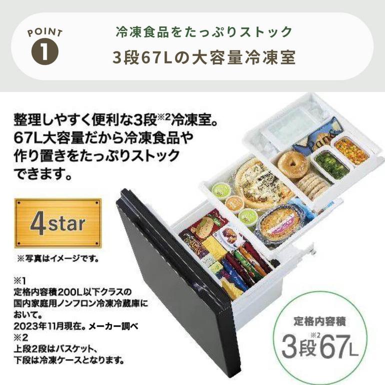 AQUA 200L 2ドア 冷凍・冷蔵庫 AQR-20P AQUA / アクアのレンタル 