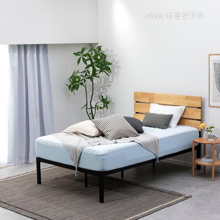 ZINUS Sonoma スチール＆ウッド ヘッドボード付ベッドフレーム