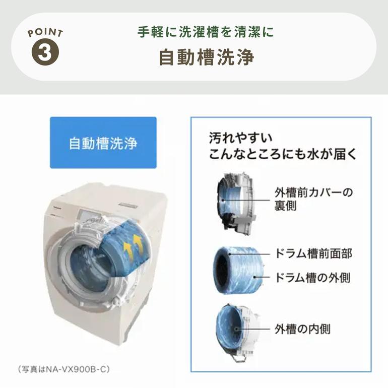 Panasonic ななめドラム式洗濯乾燥機【洗濯10kg/乾燥6kg】槽清潔機能 