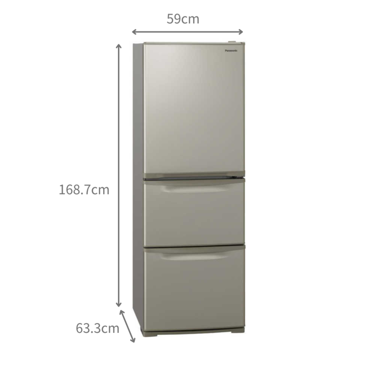 Panasonic パナソニック ノンフロン冷凍冷蔵庫 335L Panasonic 335L 3ドア冷凍・冷蔵庫 スチールドアタイプ 335L