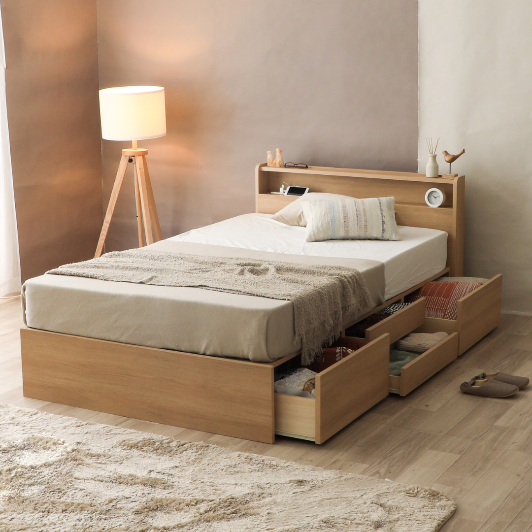 Apel 宮付き 収納ベッドフレーム NAGARA