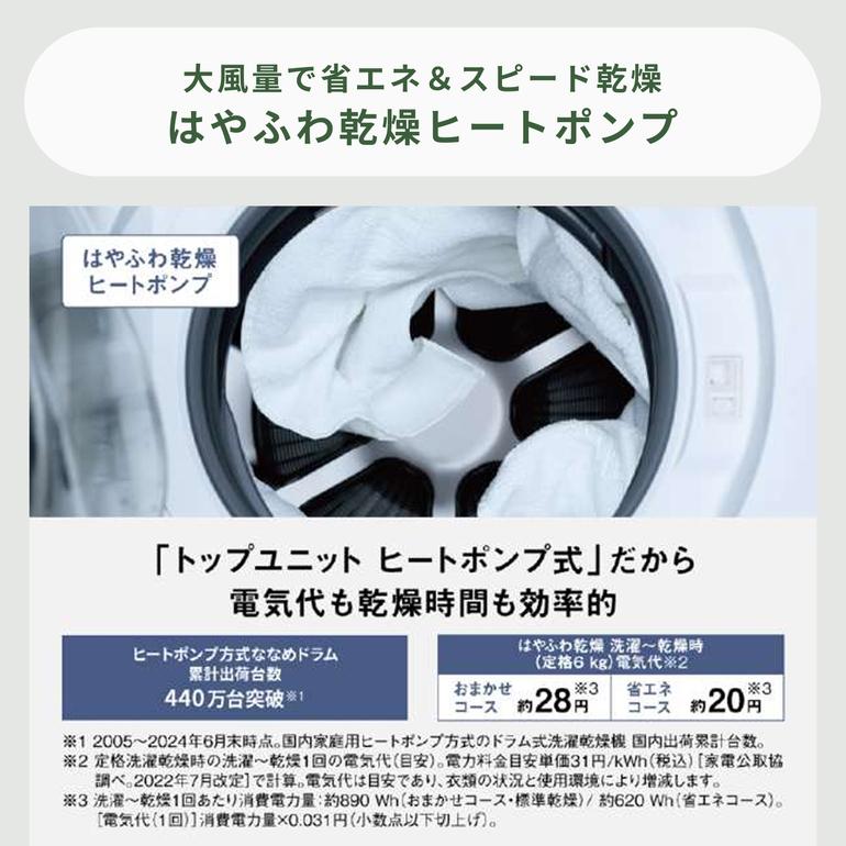 Panasonic ななめドラム洗濯乾燥機 【洗濯12kg/乾燥6kg】ヒートポンプ 
