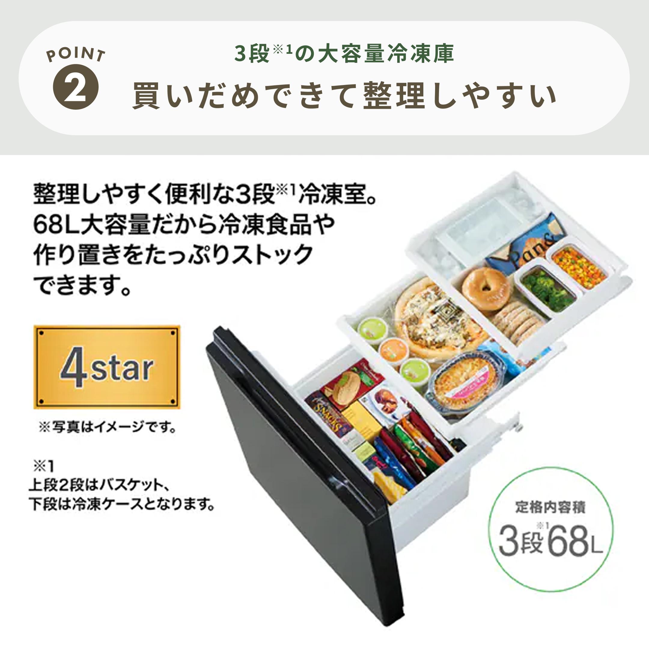 AQUA 201L 2ドア 冷凍・冷蔵庫 インバーター搭載 静音設計モデル 201L