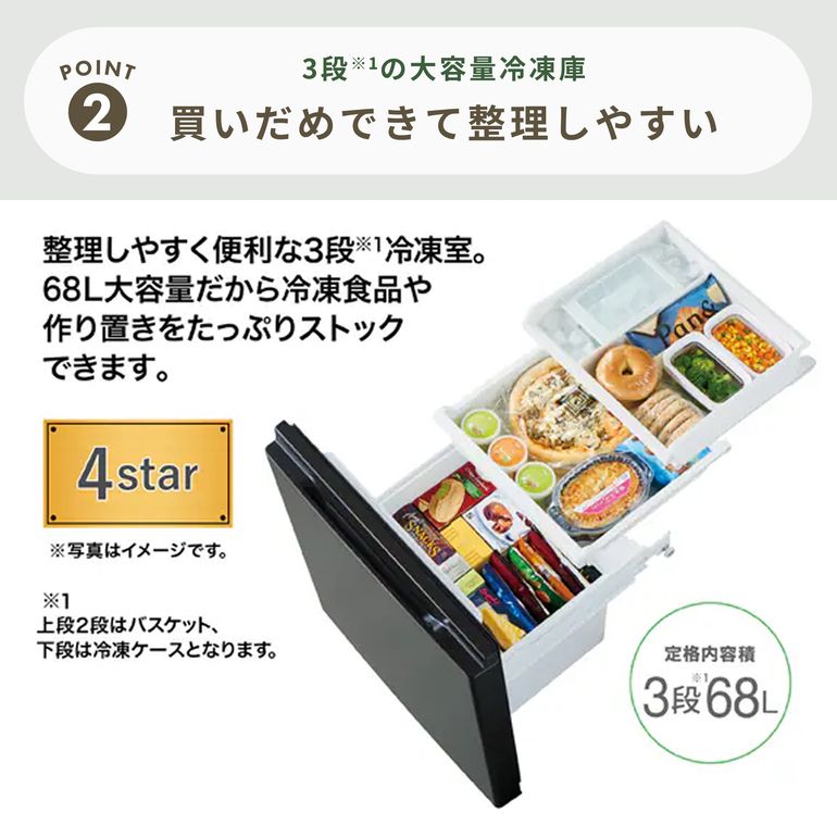 AQUA（アクア） 201L 2ドア 冷凍・冷蔵庫 インバーター搭載 静音設計