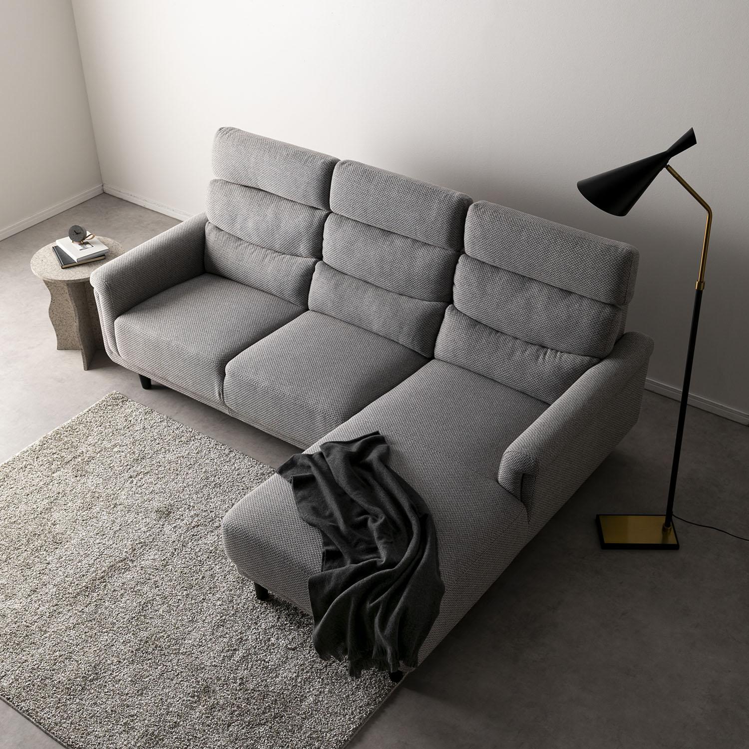 ②KAFIS カフィス ヘッドレスト3Pソファ 座って右カウチ グレー Kafis/カフィス ヘッドレストソファシリーズ 座って右カウチ