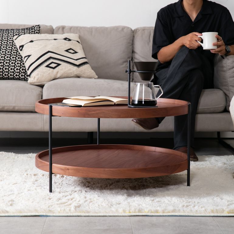 取付無料！モーダエンカーサ フムラ コーヒーテーブル 2段式ラウンドテーブル✨ moda en casa フムラ コーヒーテーブル 直径69×高さ38cm moda en casa
