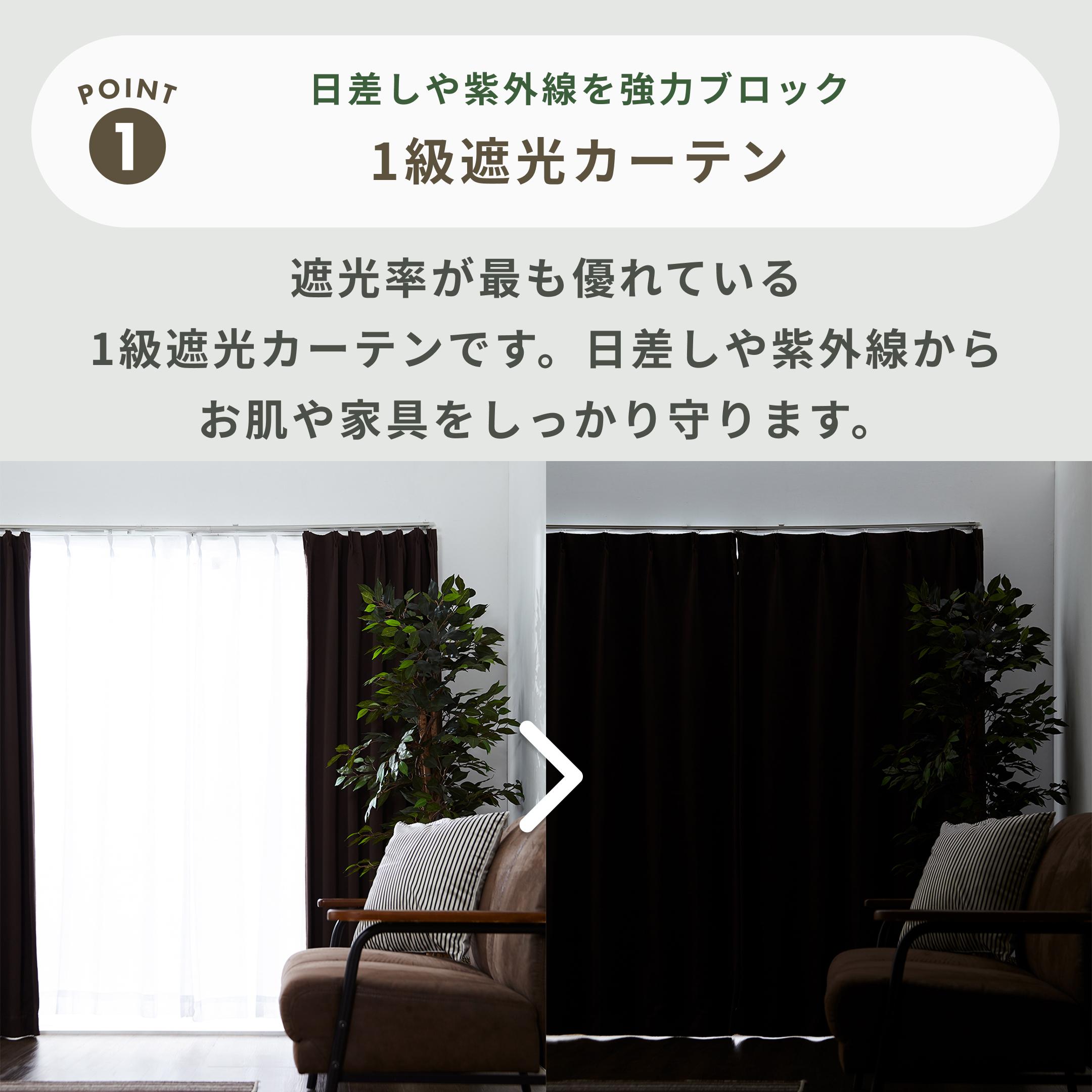 1級遮光カーテン 幅100cm×丈200cm×2枚セットのレンタル