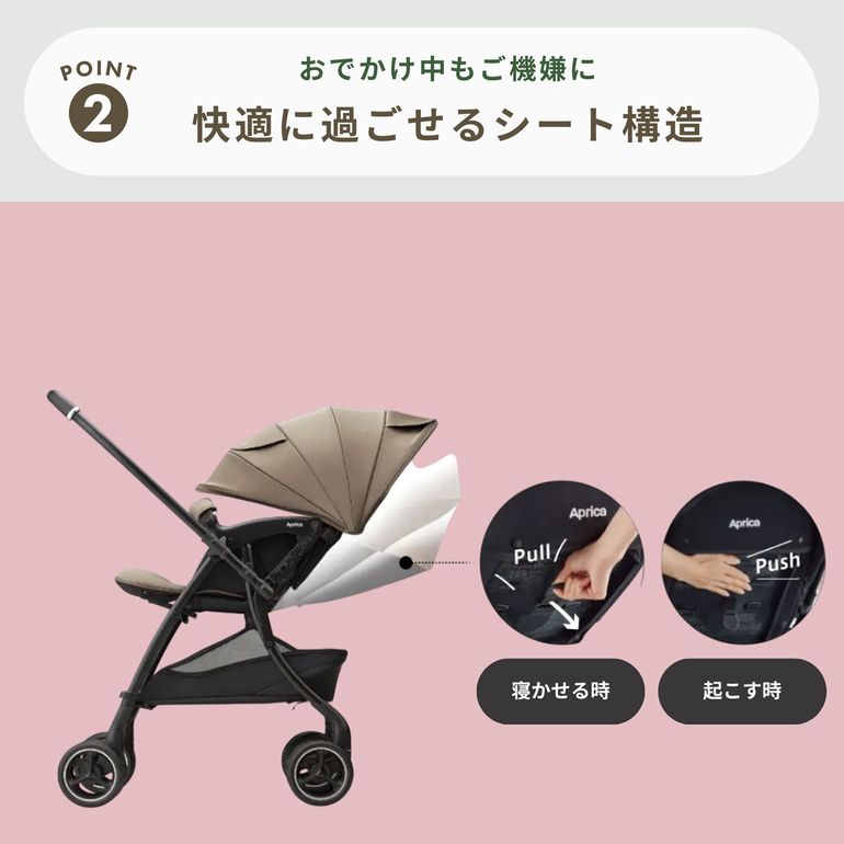Aprica ラクーナ クッションA型ベビーカー AHモデル 幅46×奥行84.5×高