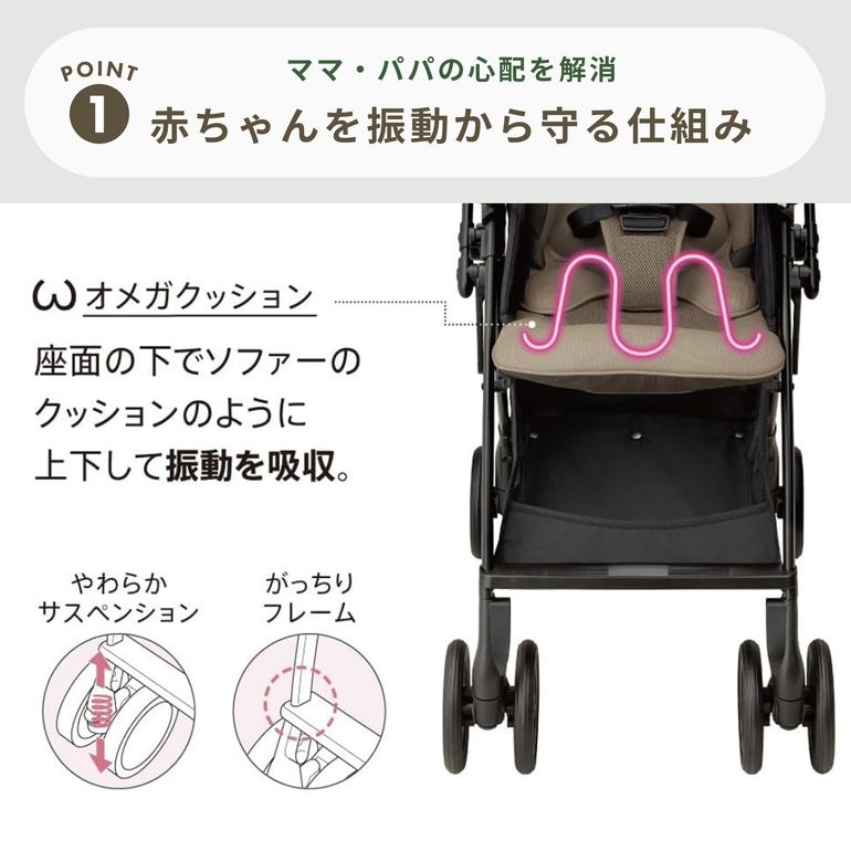 Aprica ラクーナ クッションA型ベビーカー AHモデル 幅46×奥行84.5×高