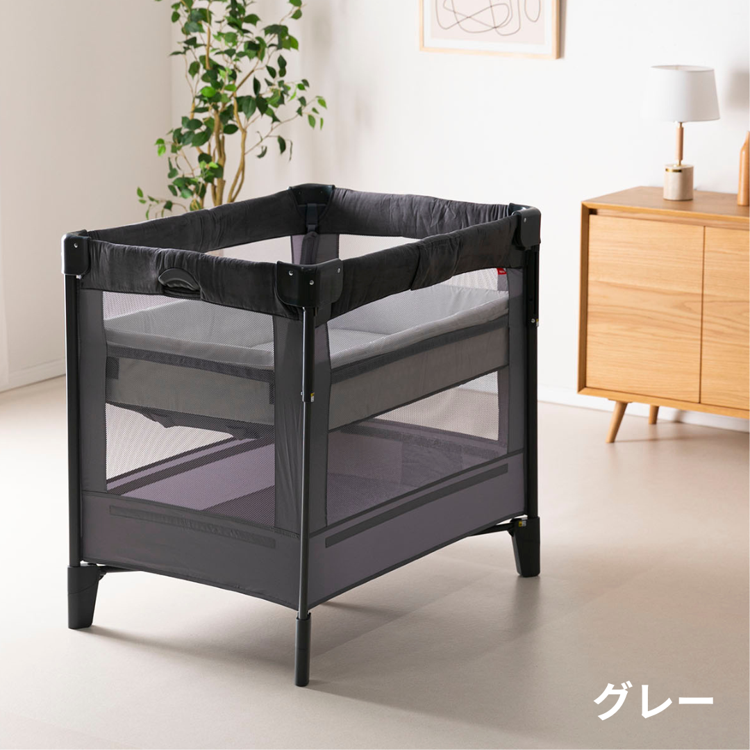 折り畳み式・収納付き、メッシュタイプのAprica（アップリカ） ココネル エアープラス AB ベビーベッド