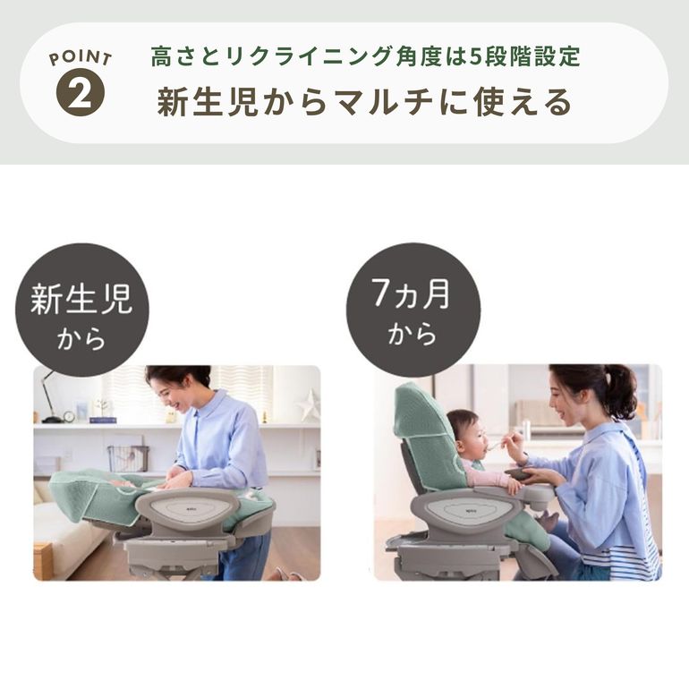 Aprica ハイローベッド&チェア ユラリズム オート ライト 幅53.5×奥行
