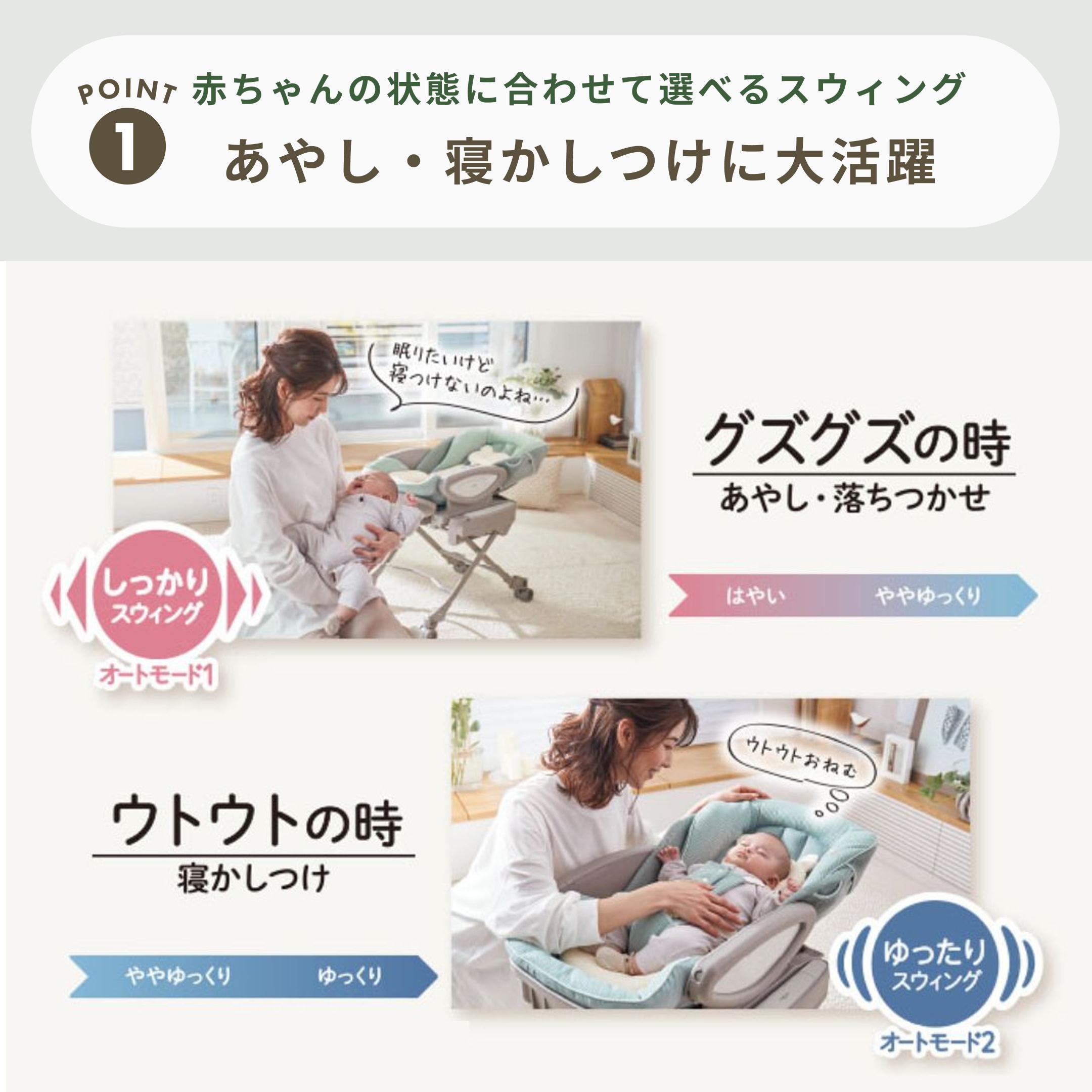 Aprica ハイローベッド&チェア ユラリズム オート ライト 幅53.5×奥行