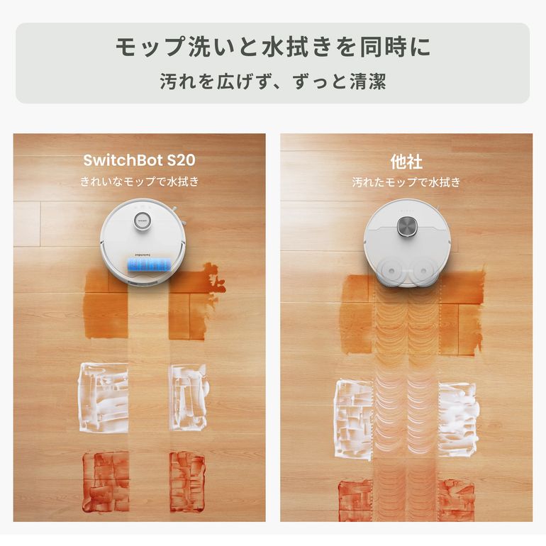 SwitchBot (スイッチボット) ロボット掃除機 【水拭き対応】 S20