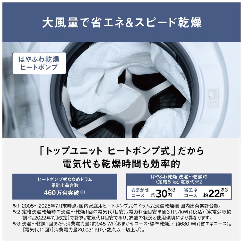 Panasonic（パナソニック）ななめドラム式洗濯乾燥機【洗濯11kg/乾燥 