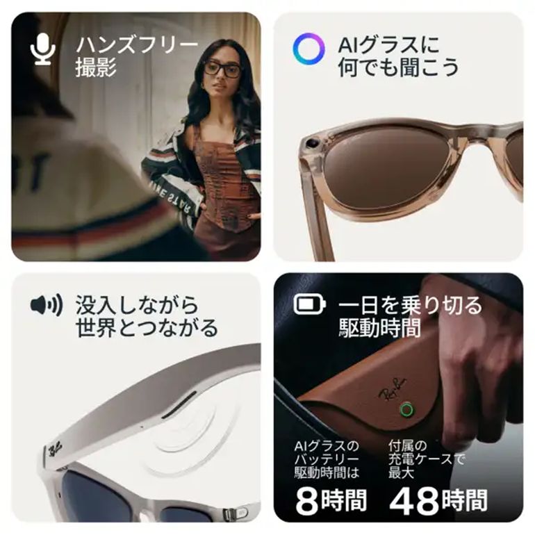 Ray Ban  Wayfarer aiグラス　充電ケース付き Ray-Ban Meta Wayfarer（Gen 2） M(スタンダード)｜【公式】CLAS